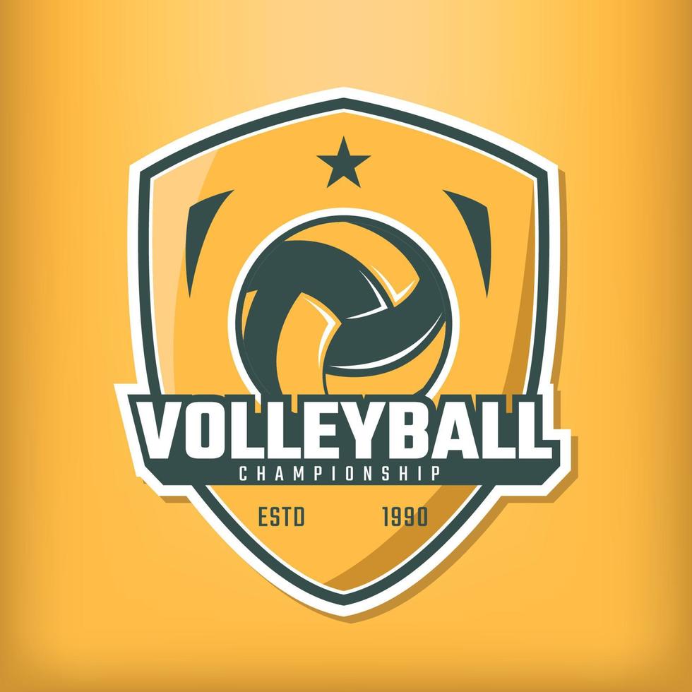 Volleyball club logo in gold color vector