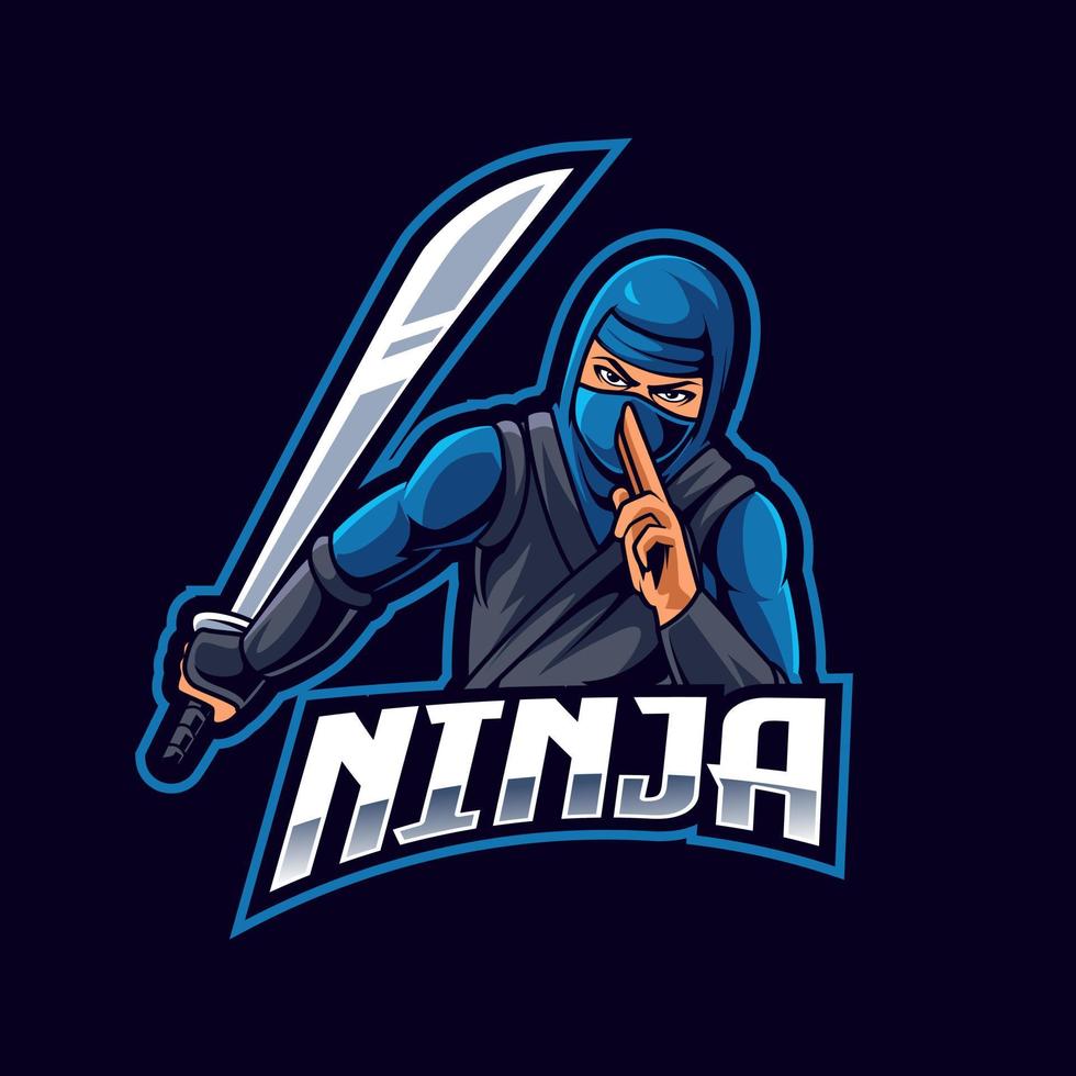 ninja sword mascot logo gaming illustration vector