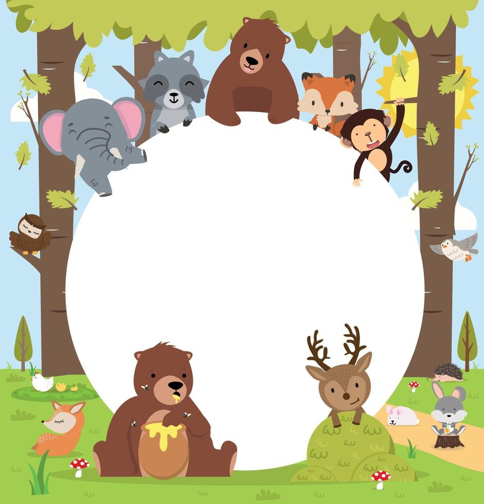 Animals woodland forest  with copy space vector