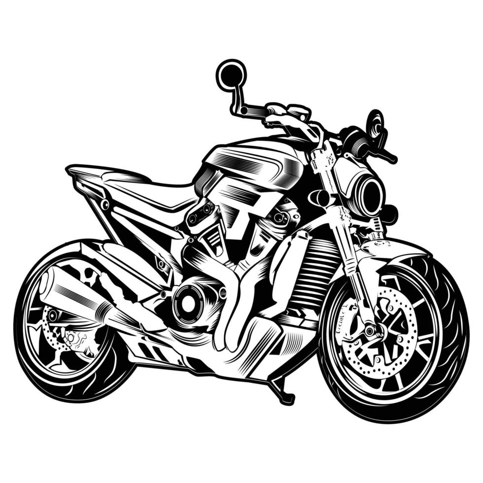 Motorcycle Vector Engraved Illustration