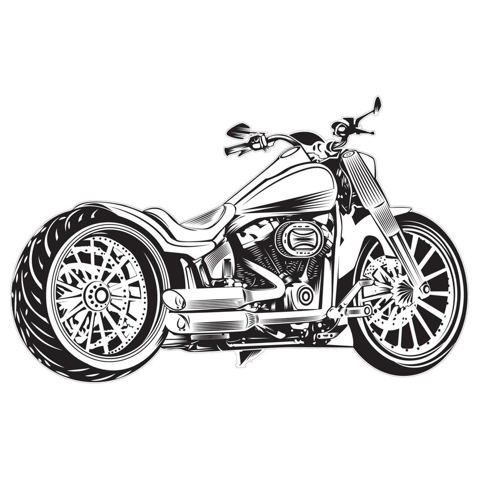 Motorcycle Vector Engraved Illustration