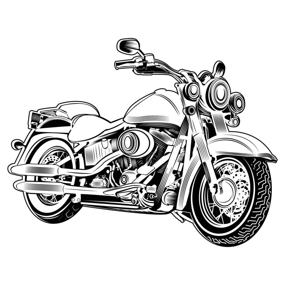 ilustración grabada de vector de motocicleta