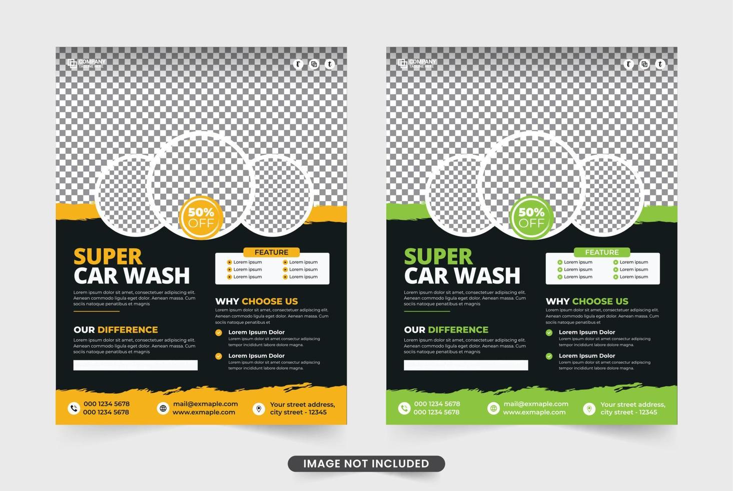 Car washing service flyer. Car wash and cleaning service cover template. Vehicle Cleaning service flyer vector. Car wash promotion offer brochure. Vehicle washing service banner. vector