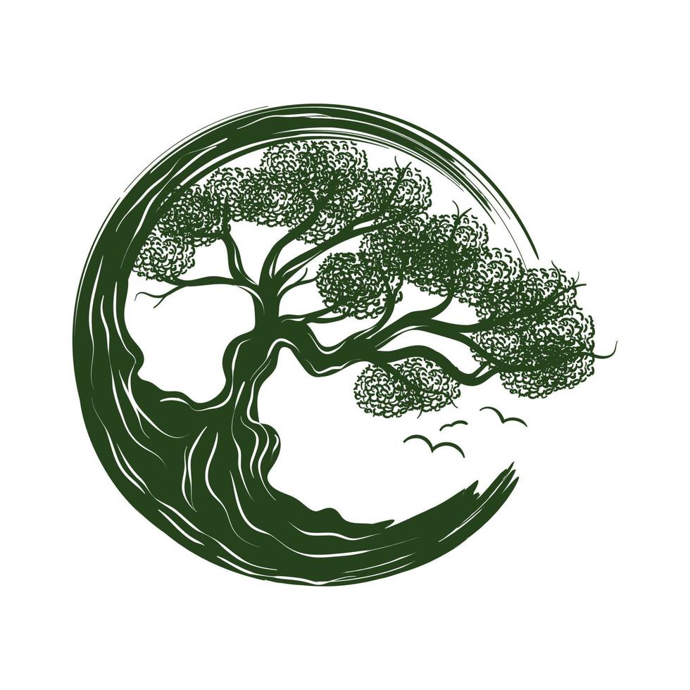 Japanese bonsai tree logo vector