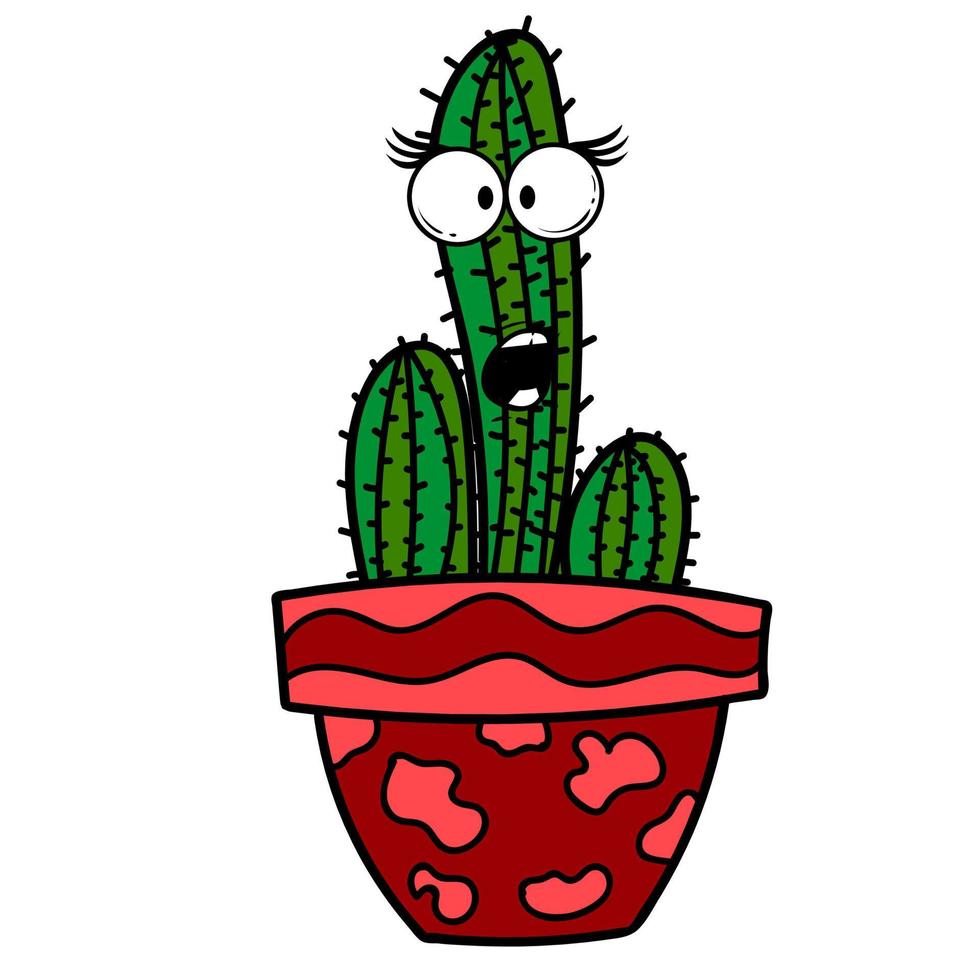 lindo cactus verde en maceta vector