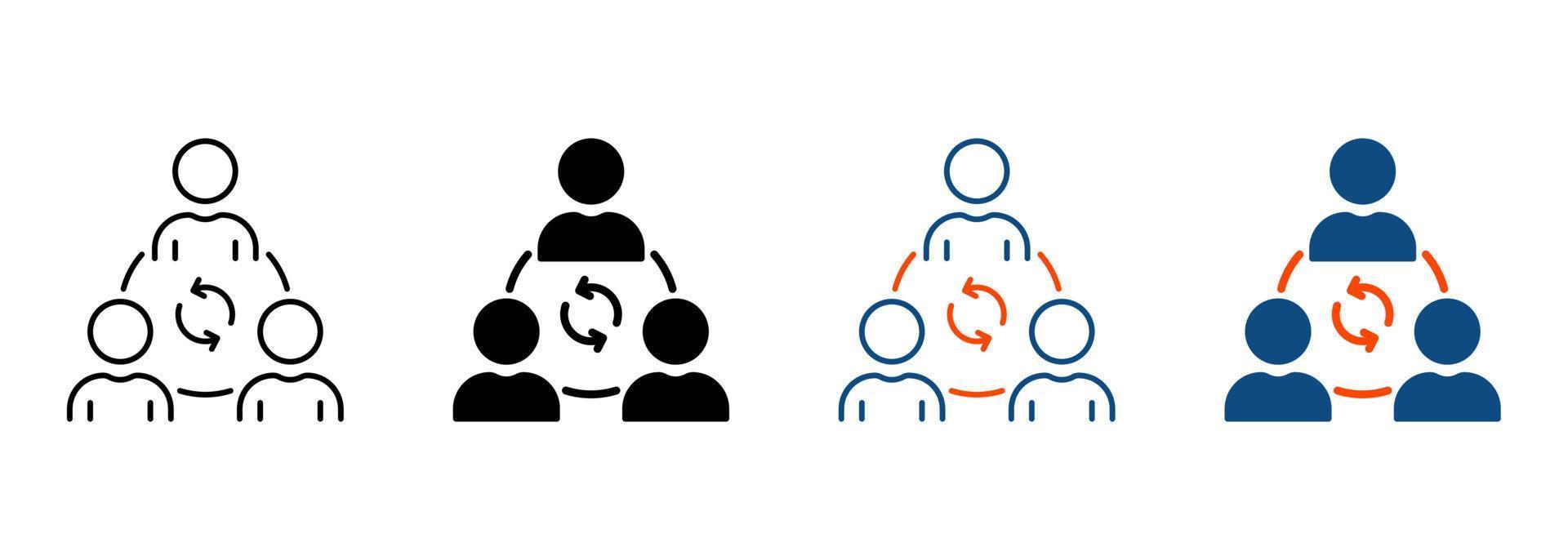 Collaboration Silhouette and Line Icon. Group of People Community Team Work Pictogram. Social Communication and Business Teamwork Connect Icon. Editable Stroke. Isolated Vector Illustration.