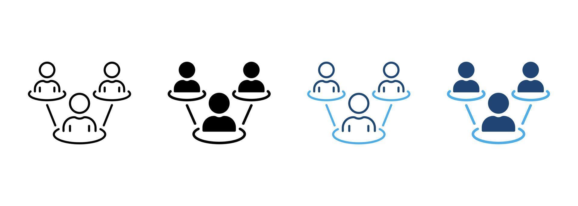 Social Network Silhouette and Line Icon. Business Technology Community World Company Pictogram. Networking Hub Media Information Communication Icon. Editable Stroke. Isolated Vector Illustration.