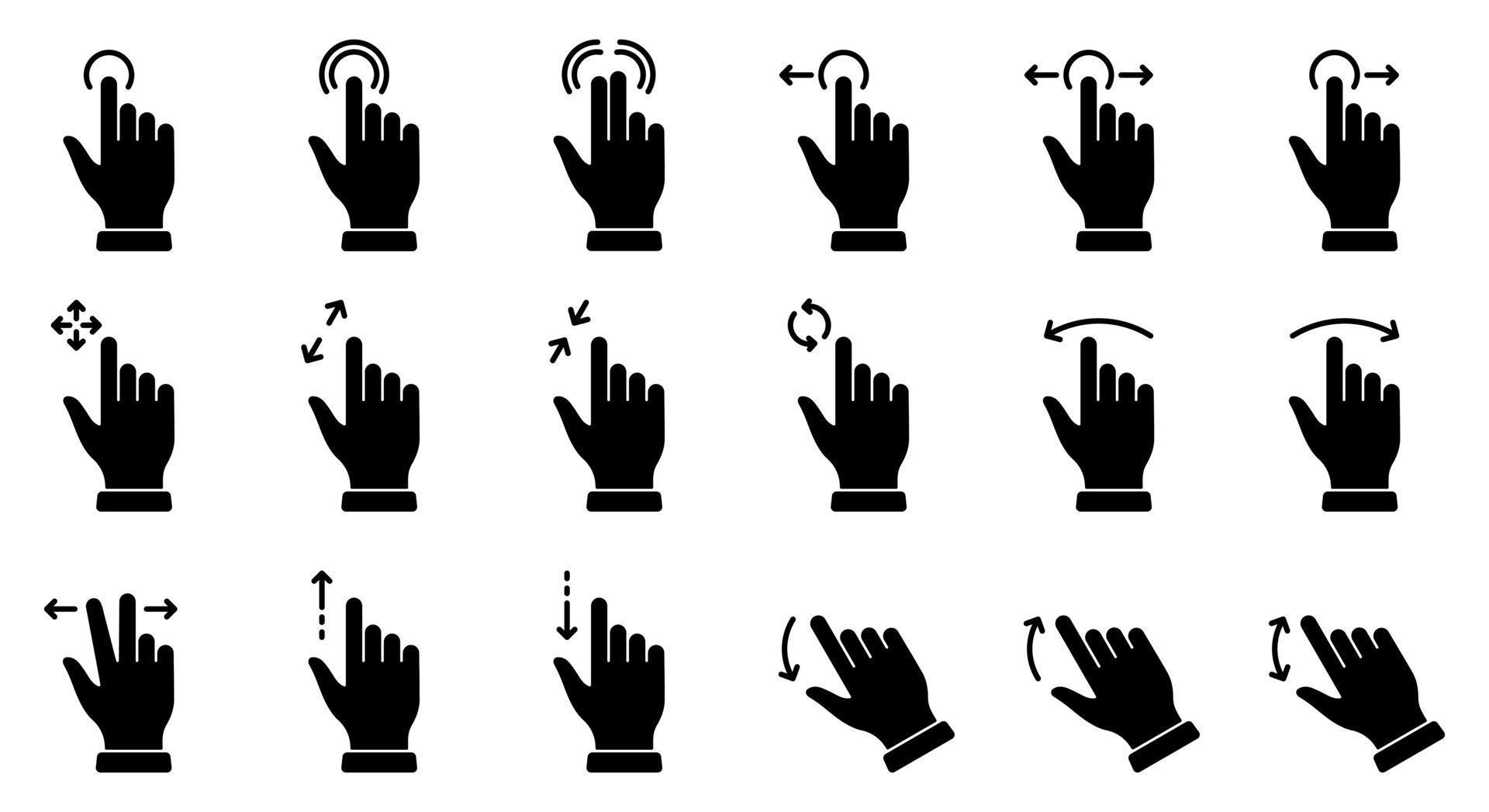 Gesture Slide Left and Right Black Pictogram. Hand Finger Touch, Swipe