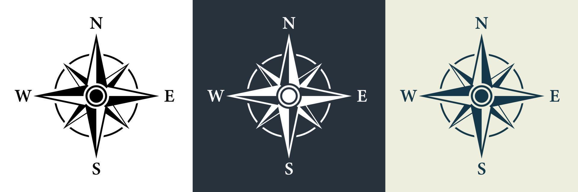 Adventure Direction Arrow to North South West East Orientation Navigator Modern Sign. Compass Map Silhouette Icon Set. Rose Wind Navigation Retro Equipment Pictogram. Isolated Vector Illustration.