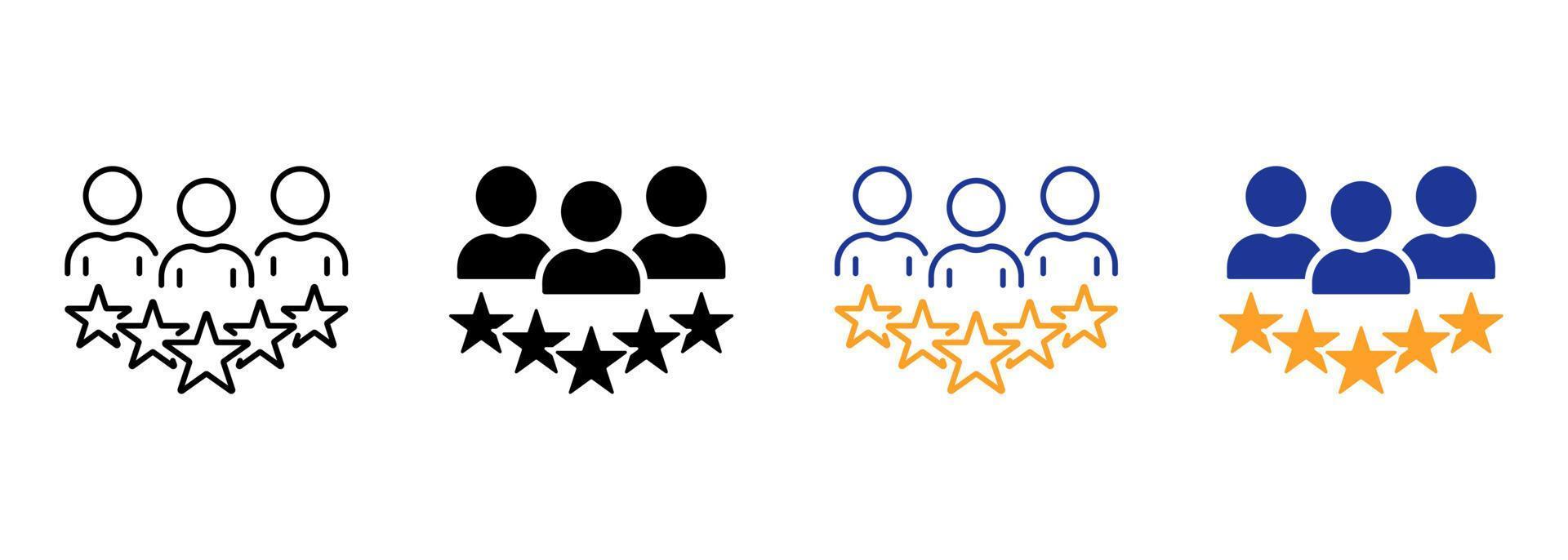 Experience Qualification Team Silhouette and Line Icon. Satisfaction User Customer Service Review Pictogram. Good Quality Happy Client High Quality Icon. Editable Stroke. Vector Illustration.