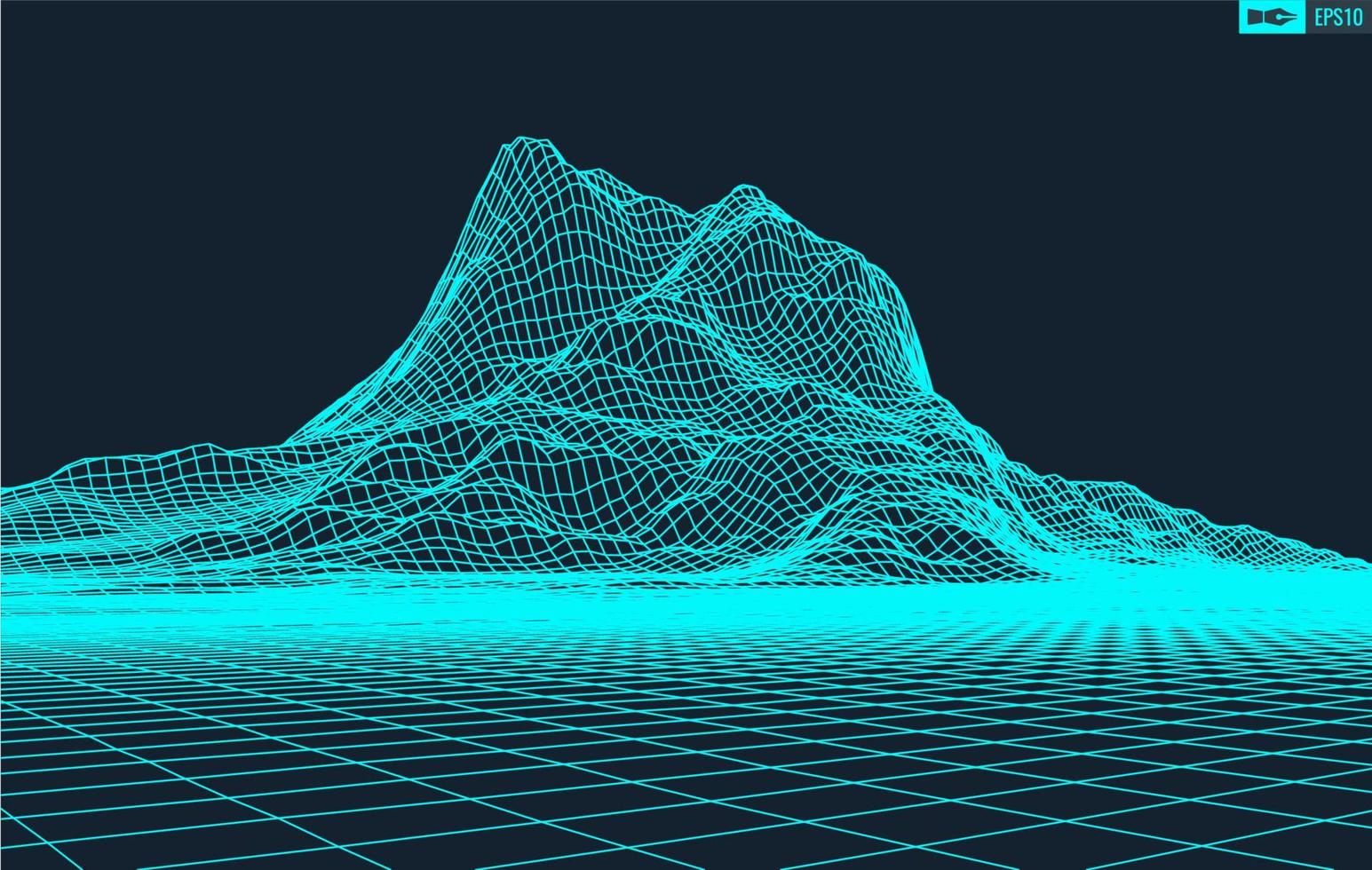 3d estructura alámbrica terreno gran angular eps10 vector