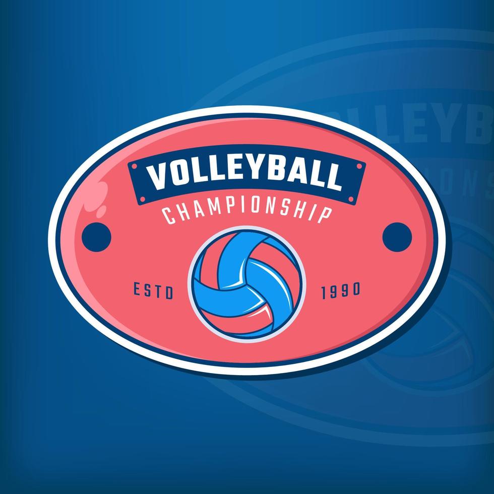 Volleyball sports oval label logo design vector