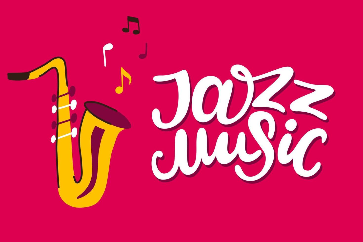 cartel de letras música jazz con saxofón y notas vector