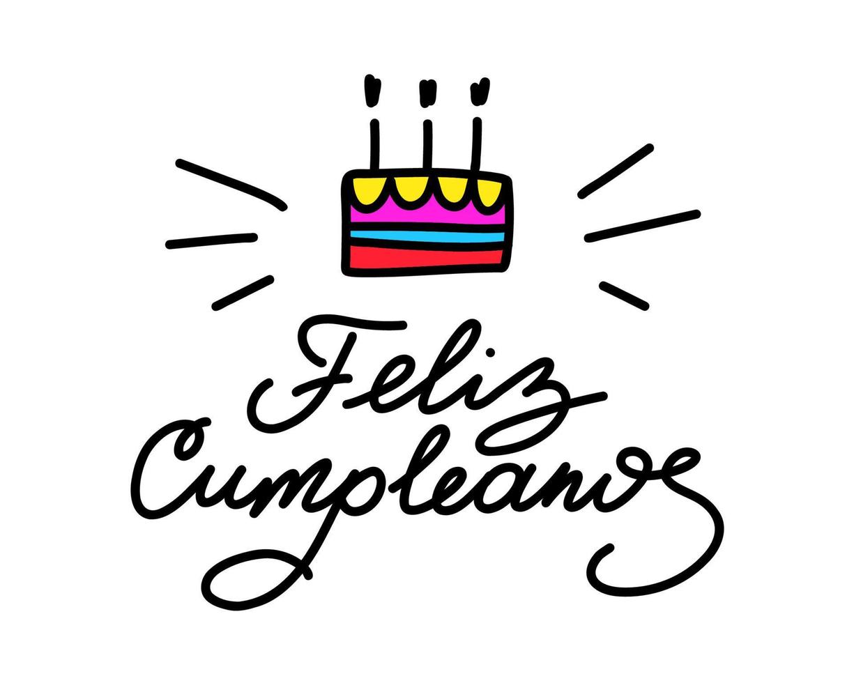 Feliz cumpleanos. Happy birthday lettering in Spanish vector