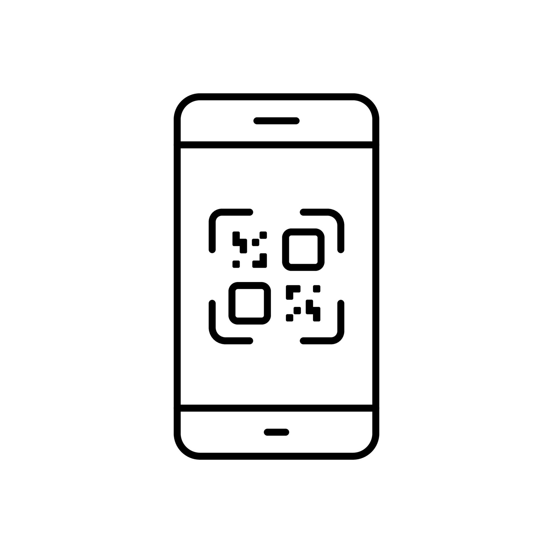 Payment with QR Code on Smartphone Line Icon. Square QRcode on Mobile ...