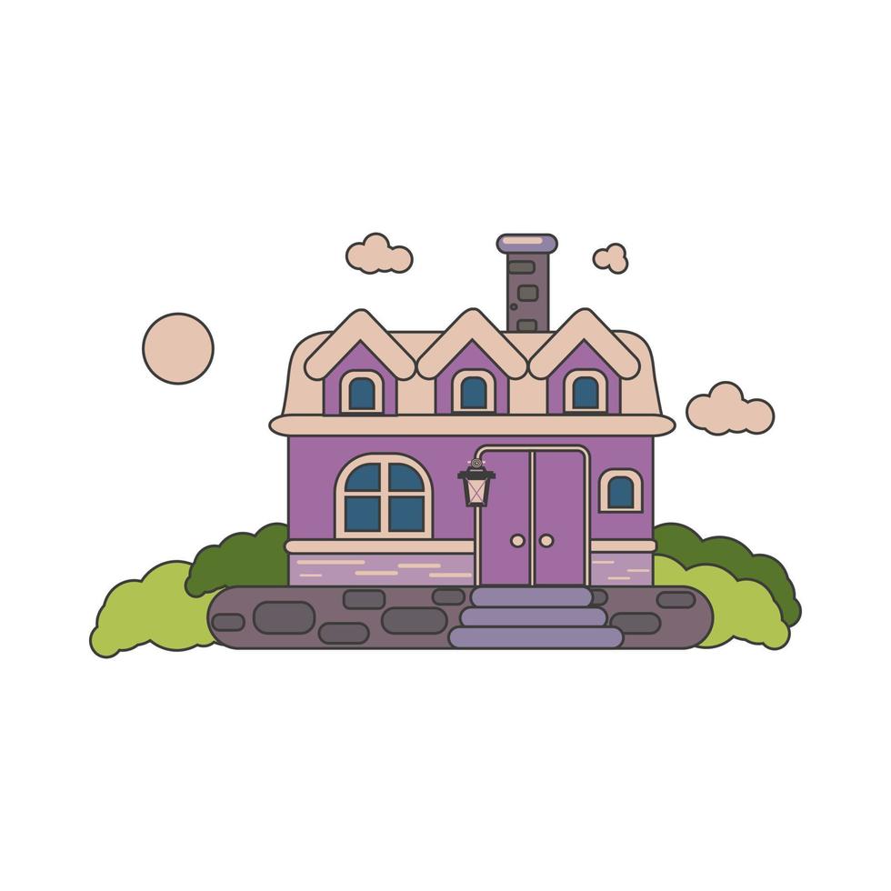 fabulous two-storey house with windows and a chimney vector