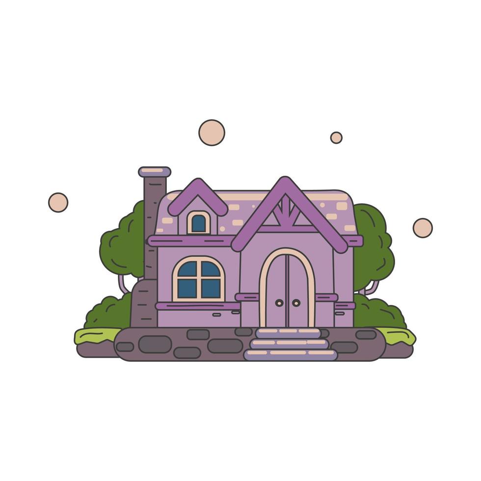 a fabulous house with a chimney and a high porch vector