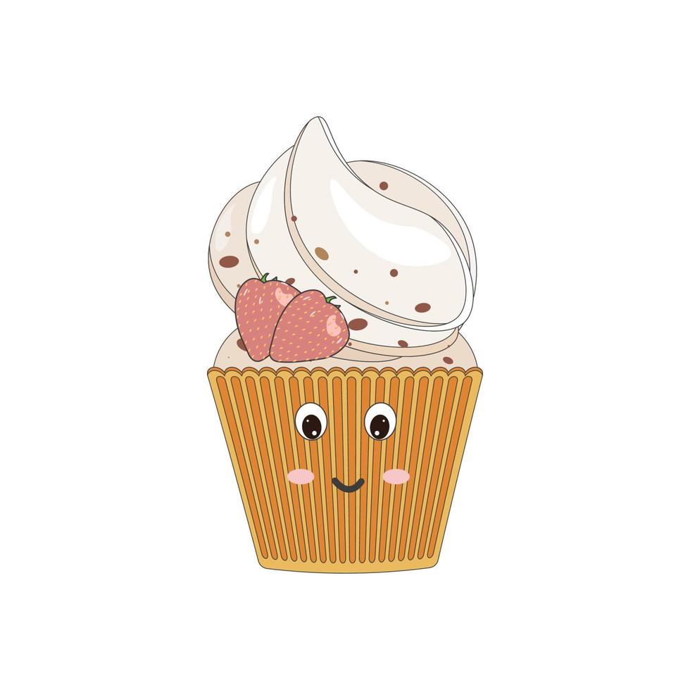 strawberry ice cream sprinkled with chocolate chips in a cream bowl vector