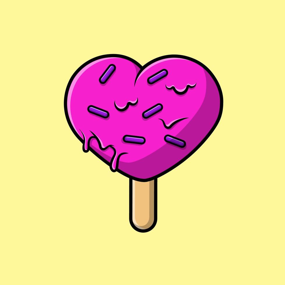 Ilustración de iconos de vector de dibujos animados de amor de helado de paleta. concepto de caricatura plana. adecuado para cualquier proyecto creativo.