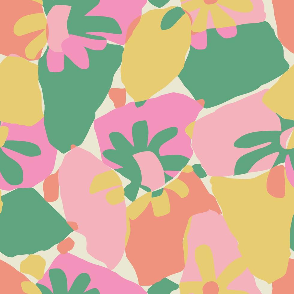 Vector simple flower and layers shape illustration seamless repeat pattern