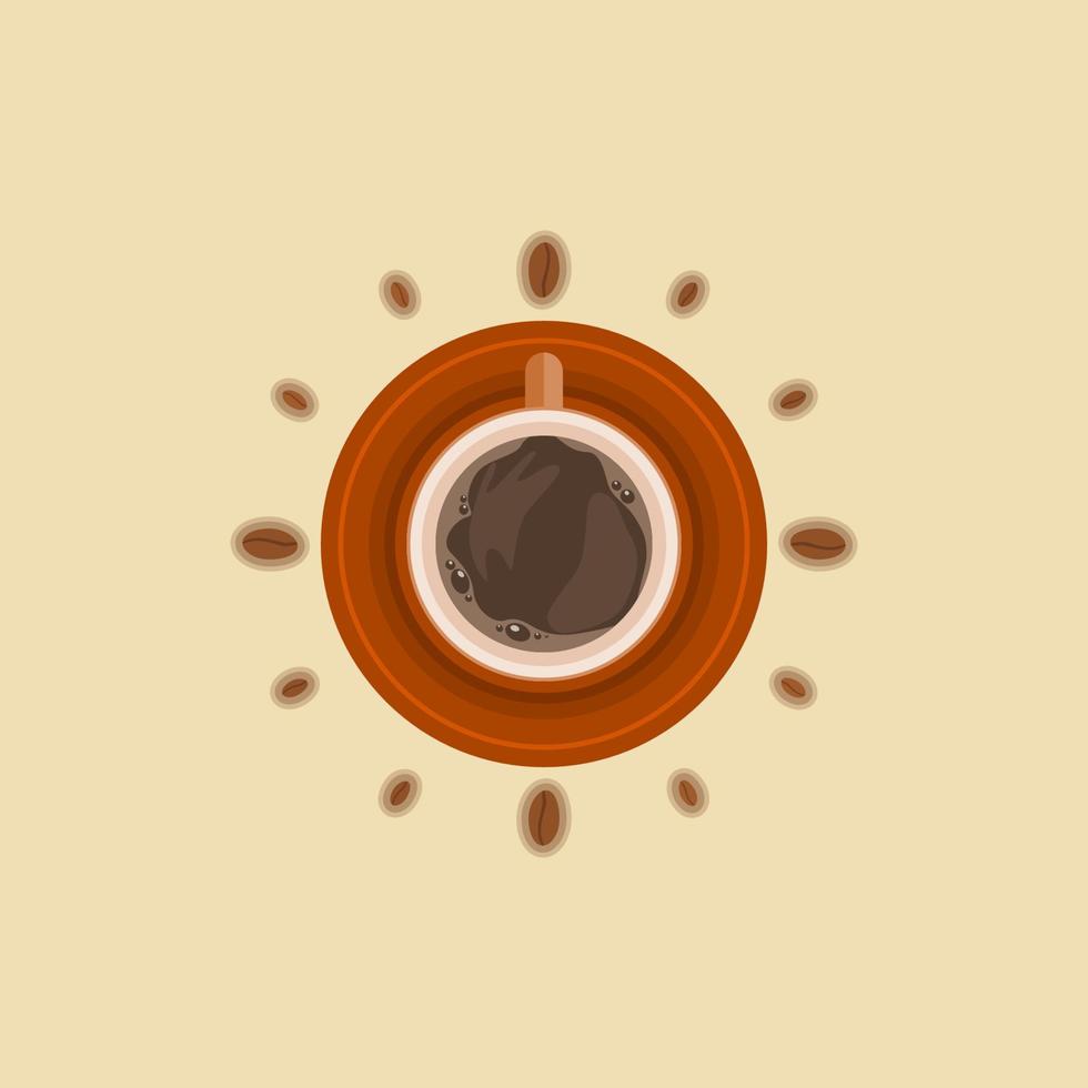 Editable Top View a Cup of Coffee and Beans as Watch Vector Illustration for Additional Element of Cafe or Business Related Design Project With Time Concept