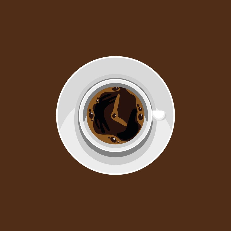 Editable Top View a Cup of Coffee as Clock Symbol Vector Illustration for Additional Element of Cafe or Business Related Design Project With Time Concept