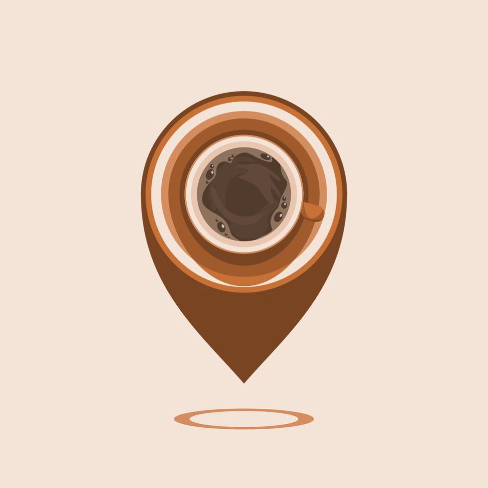 Editable Top View a Cup of Coffee Vector Illustration as Location Pointer for Additional Element of Cafe or Business Related Design Project With Position Concept