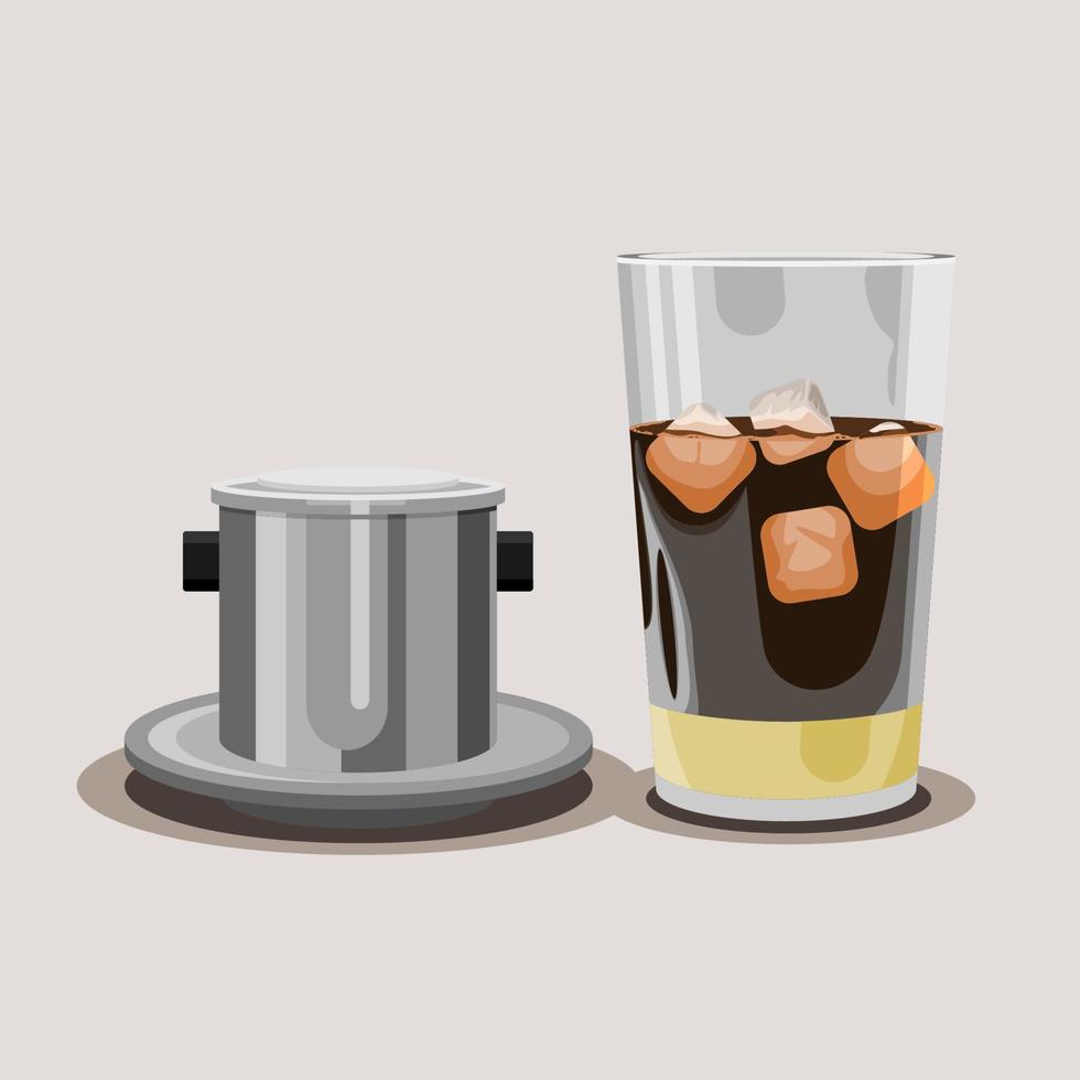 Editable Vietnamese Iced Coffee With Condensed Milk Vector Illustration for Artwork Element of Cafe With Vietnamese Culture and Tradition Related Design