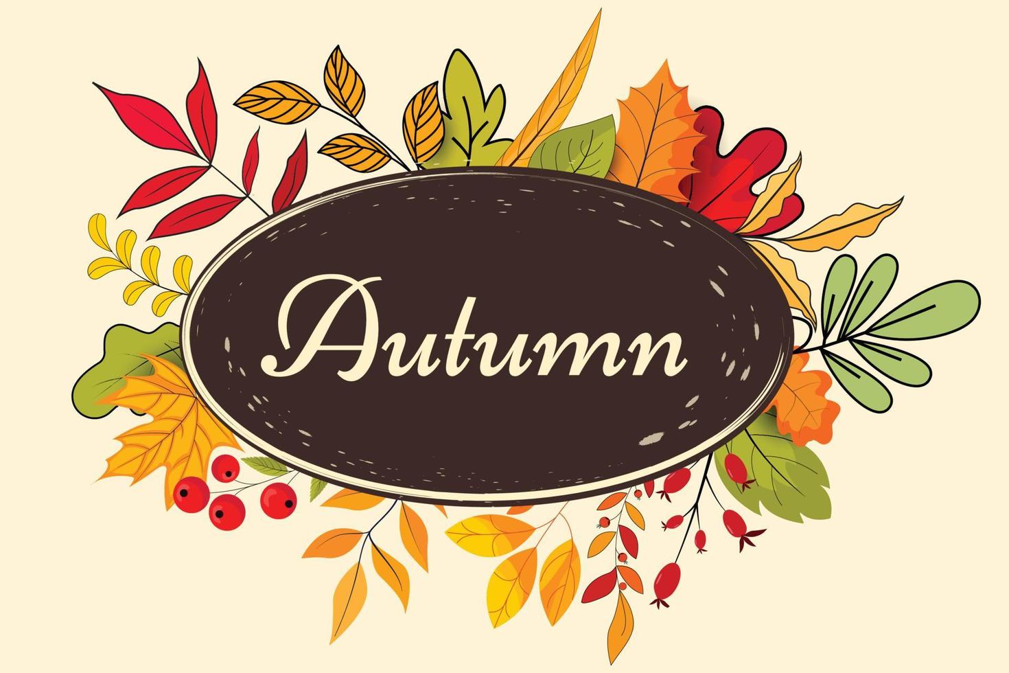 banner de etiqueta de otoño con fondo de hojas de otoño estacional vector