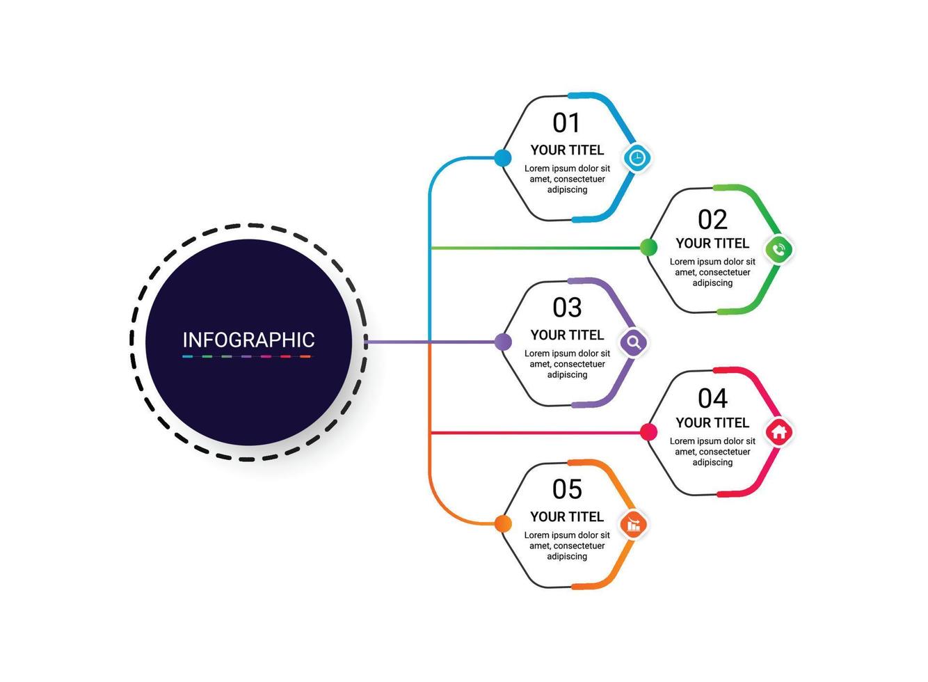 plantilla de elementos de diagrama de flujo de diseño infográfico empresarial vector