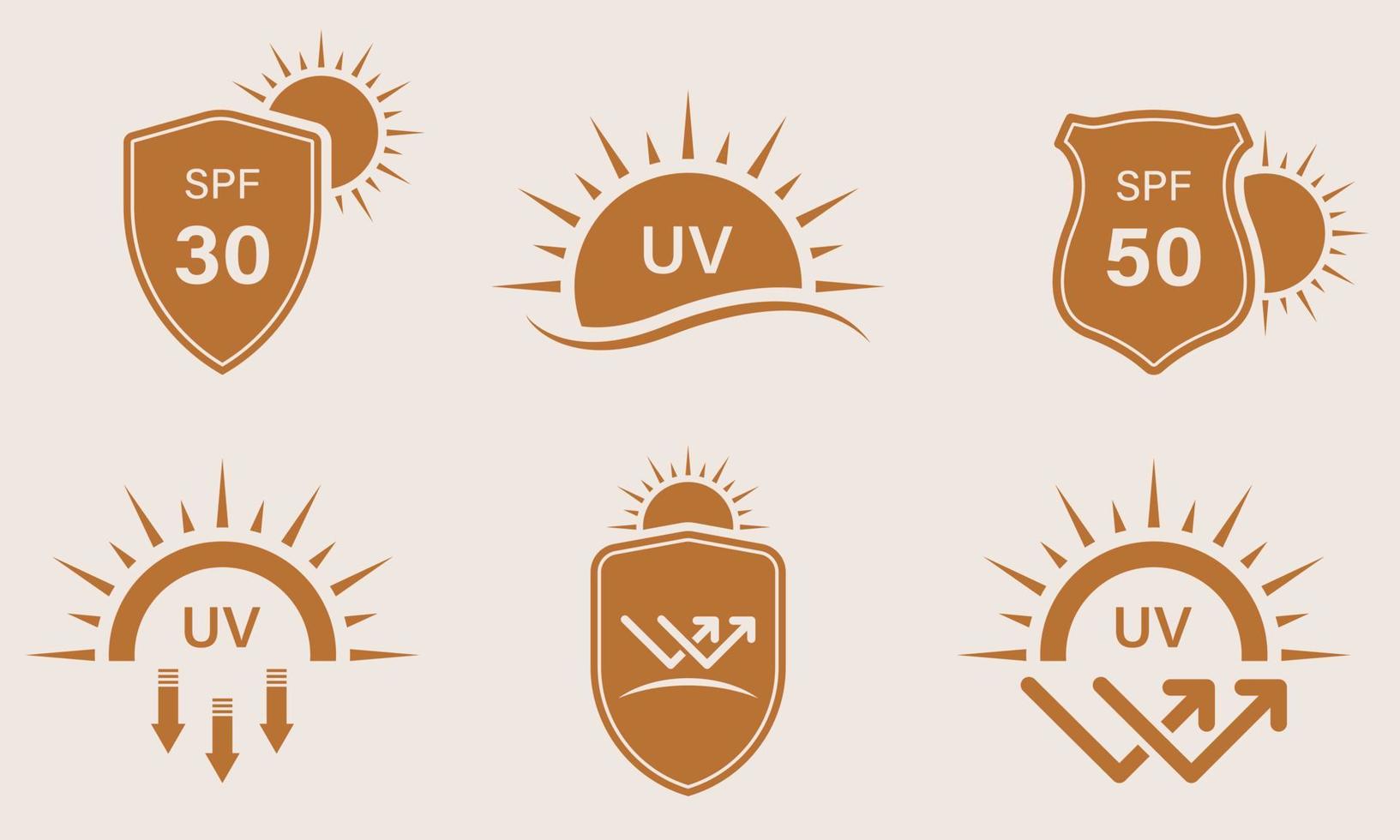 Ultraviolet Protect Silhouette Icon Set. SPF 50 30 Resistant Sunblock Glyph Pictogram. Shield Protection UV Radiation Rays Skin Care Icon. Solar Protection Arrows Sign. Isolated Vector Illustration.