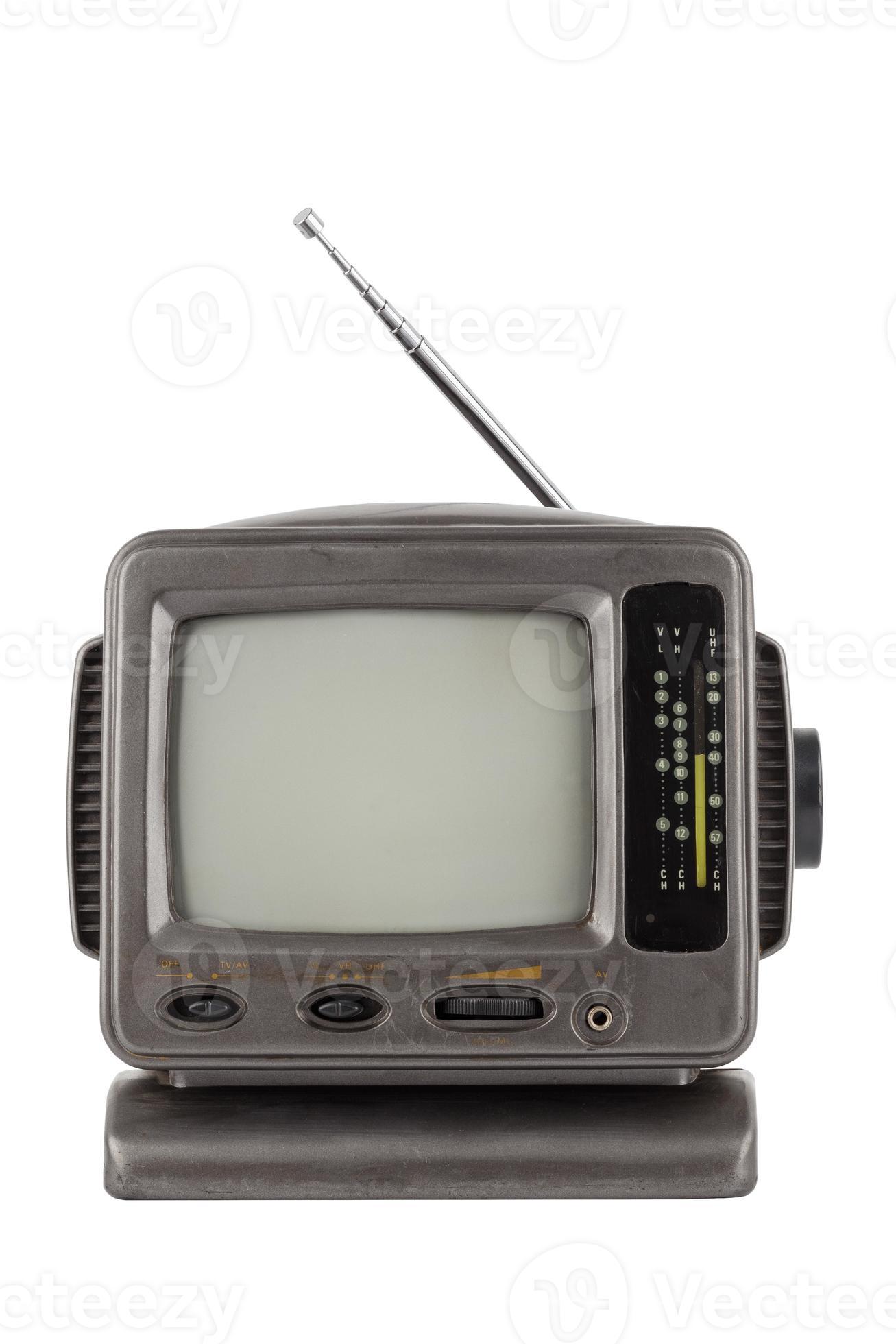antigua unidad de tv crt analógica portátil de 5,5 pulgadas aislada en  blanco, vista frontal 12627264 Foto de stock en Vecteezy