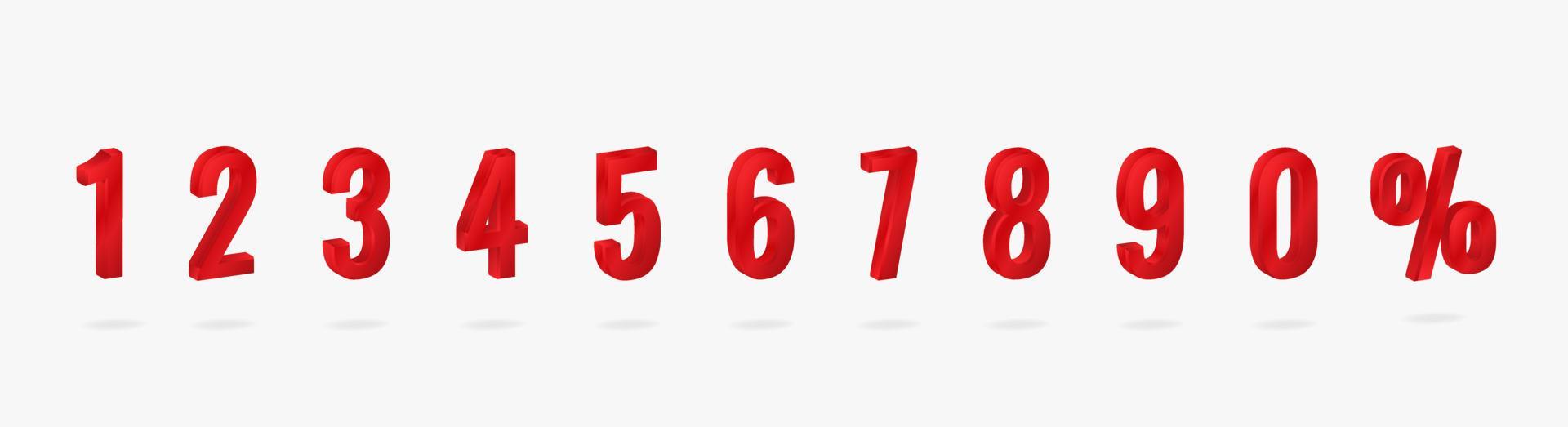 3d red numbers 12627429 Vector Art at Vecteezy