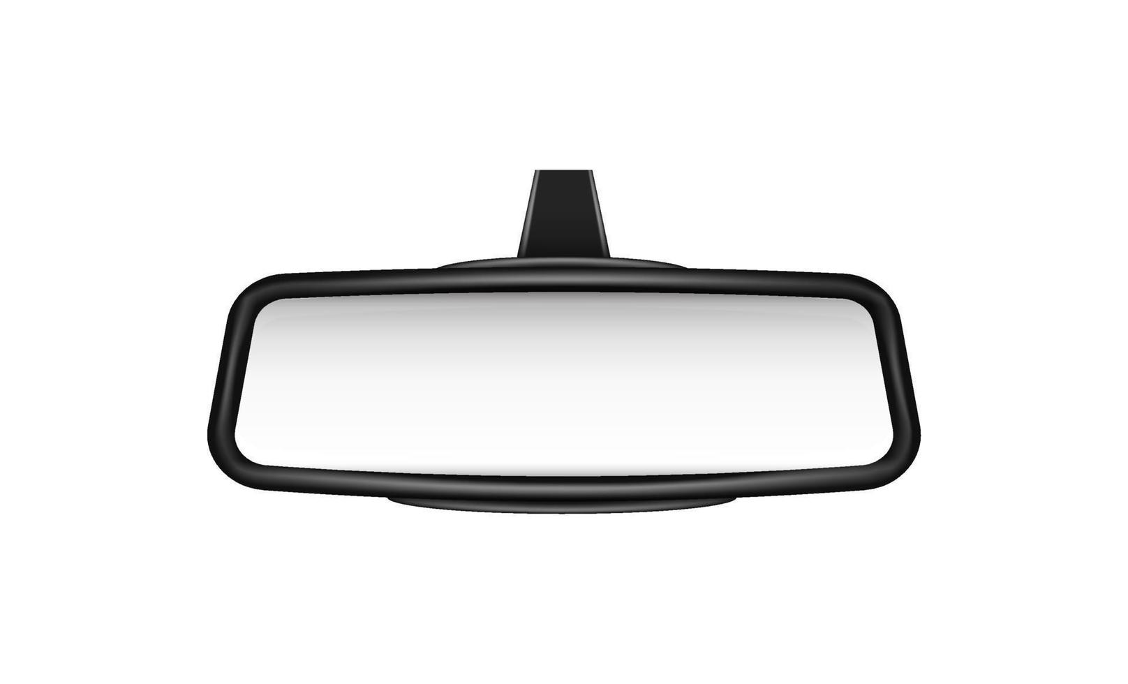 Car rear view mirrors template. Empty banner mirrored objects with black frame to view road and pedestrians safety symbol on vector highway.
