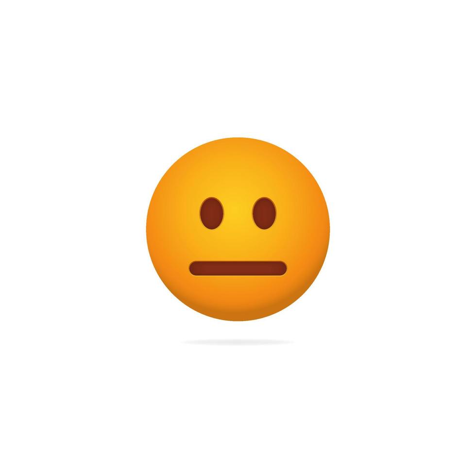 cara de póquer emoji. expresión desapasionada de carácter amarillo con estado de ánimo neutral inexpresivo indiferencia social ausencia de emociones vívidas y completa calma al vector de lo que está sucediendo.