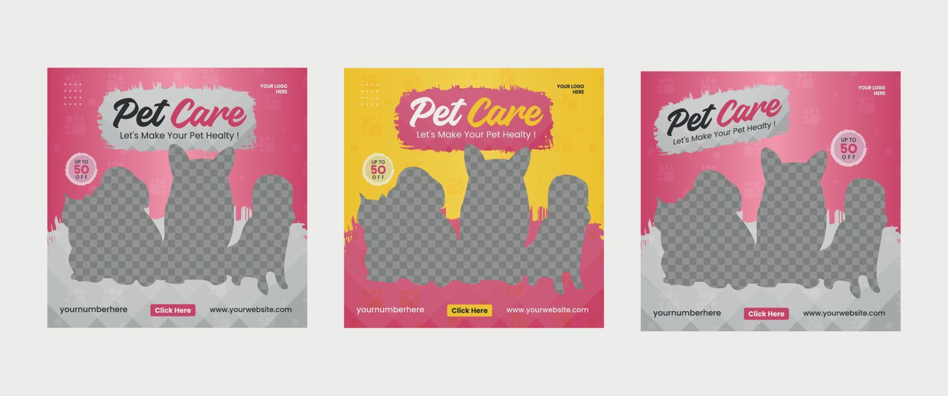 Pet Social Media Post Template. Digital marketing and sales promotion on black friday. Product sale advertising banner. vector