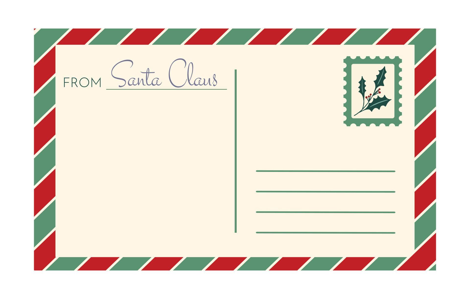 Vector vintage Christmas postcard template isolated on white background