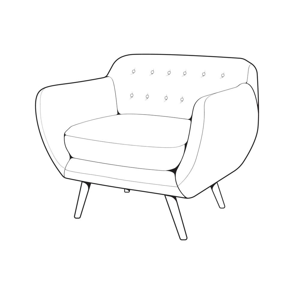 Sofa or couch line art illustrator. Outline furniture for living room. Vector illustration