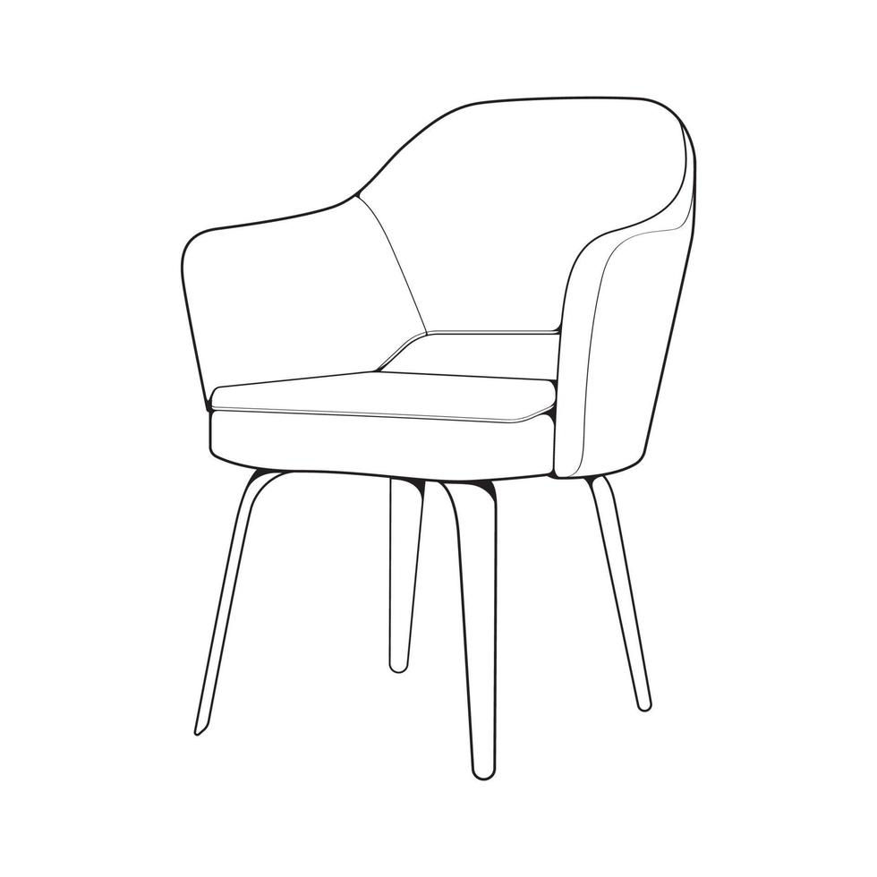 Sofa or couch line art illustrator. Outline furniture for living room. Vector illustration.