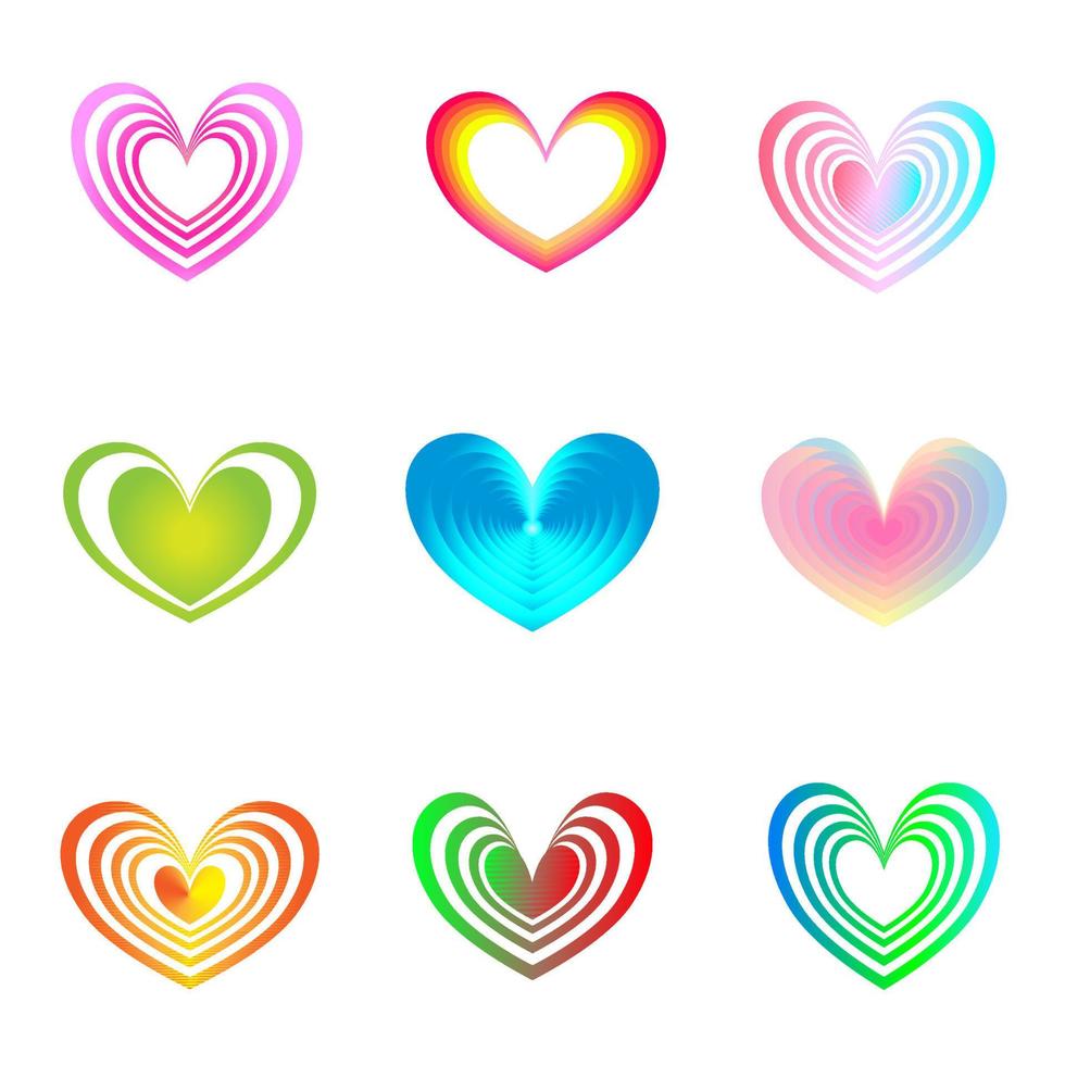 Set of heart color decorative abstract background website banner pattern vector illustration