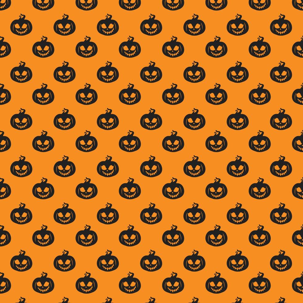 Seamless Halloween background pattern with pumpkin jack o lantern skull bat ghost pumpkin bone candies spider orange and yellow color vector