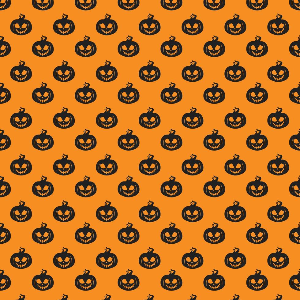 patrón de fondo de halloween sin costuras con calabaza jack o linterna cráneo murciélago fantasma calabaza hueso caramelos araña color naranja y amarillo vector