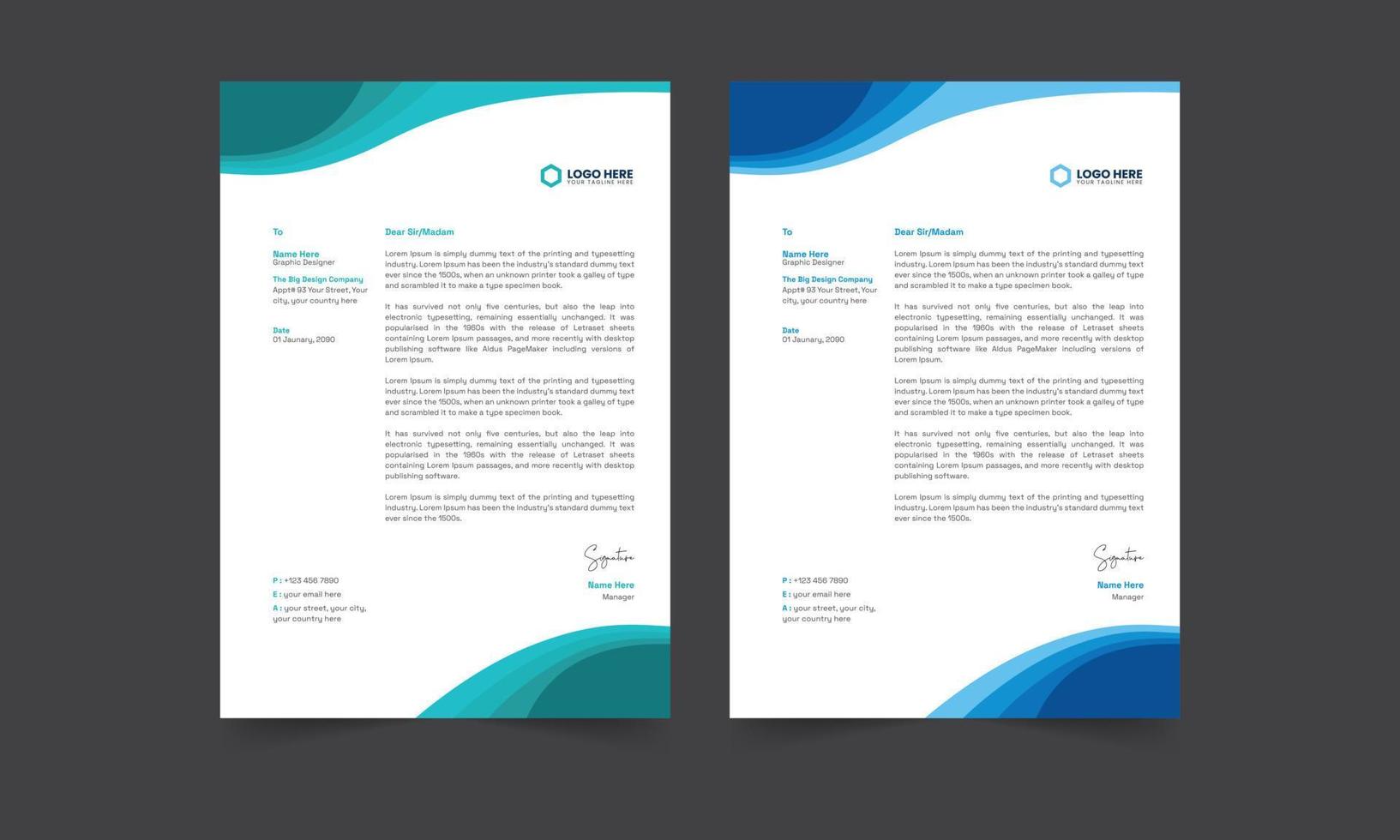 Modern Creative and Clean business letterhead bundle of your corporate design project. Ready to print with vector and illustration.