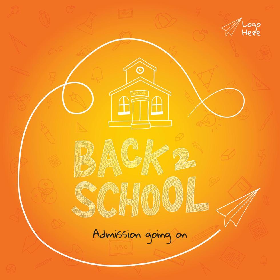 Hand drawn back to school element background with school supplies and creative elements. Vector illustration. Back to school doodle.