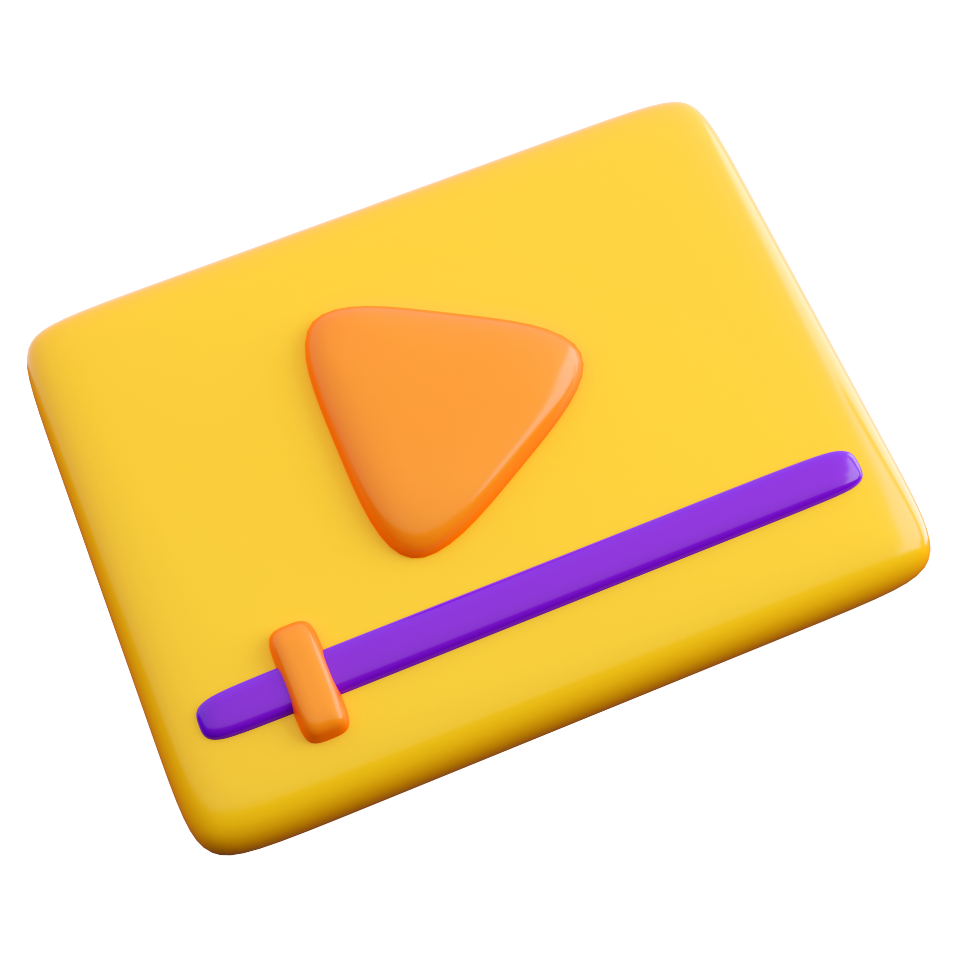 3d play video icon with scroll bar. Playing, streaming video, social media or multimedia concept