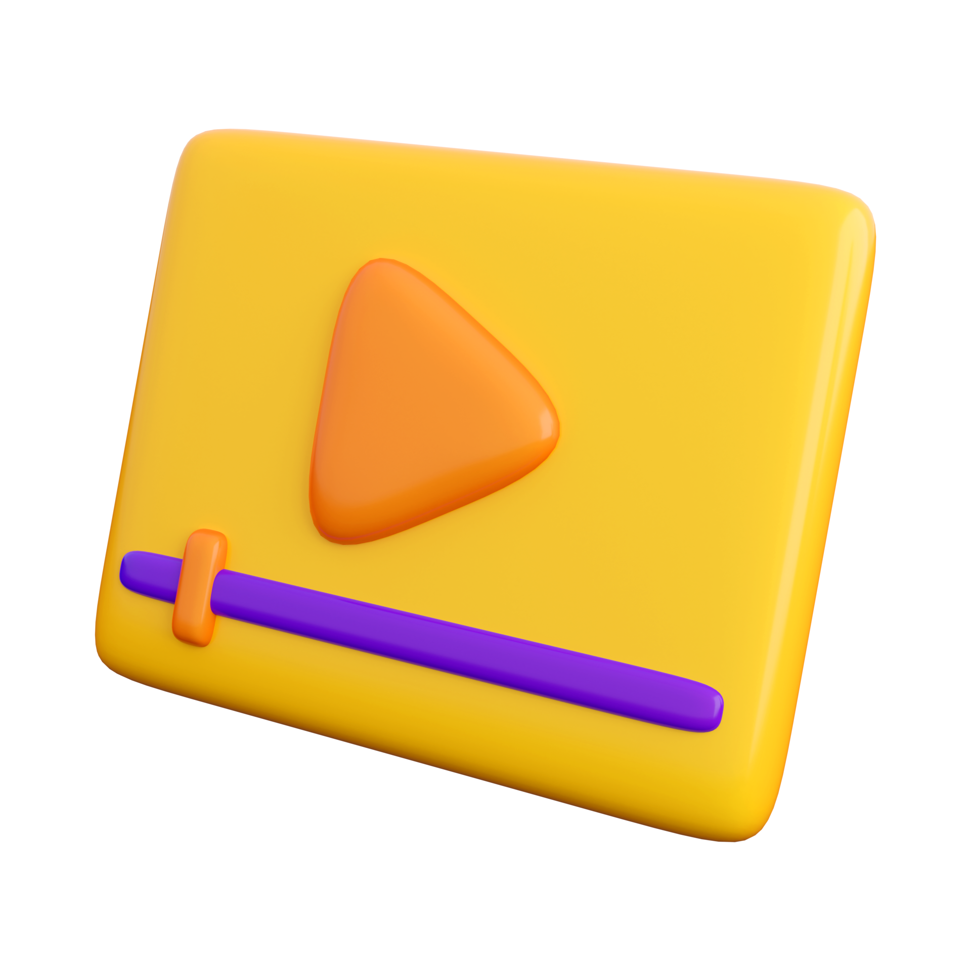 3d play video icon with scroll bar. Playing, streaming video, social media or multimedia concept