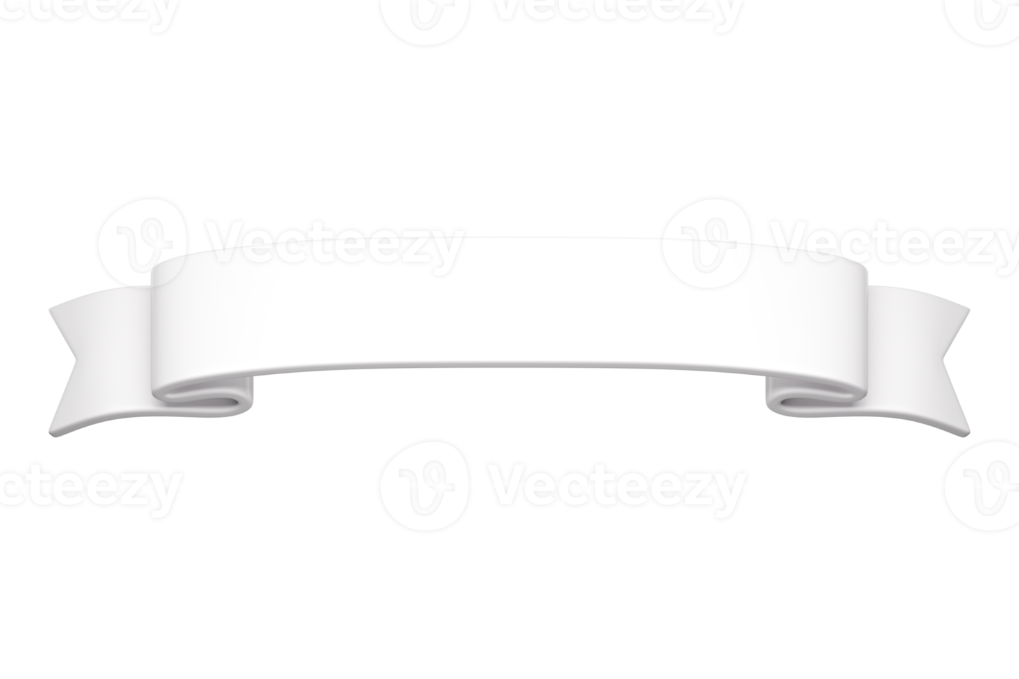 3d label ribbon. Glossy white blank plastic banner for advertisment, promo and decoration elements. High quality isolated render png