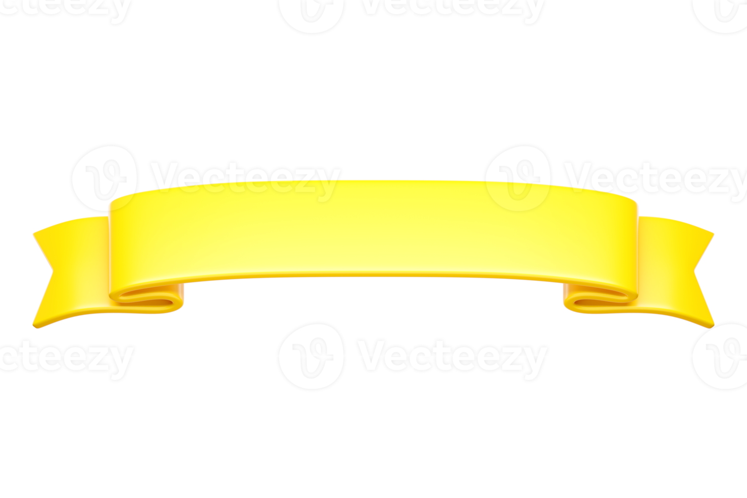 3d label ribbon. Glossy yellow blank plastic banner for advertisment, promo and decoration elements. High quality isolated render png