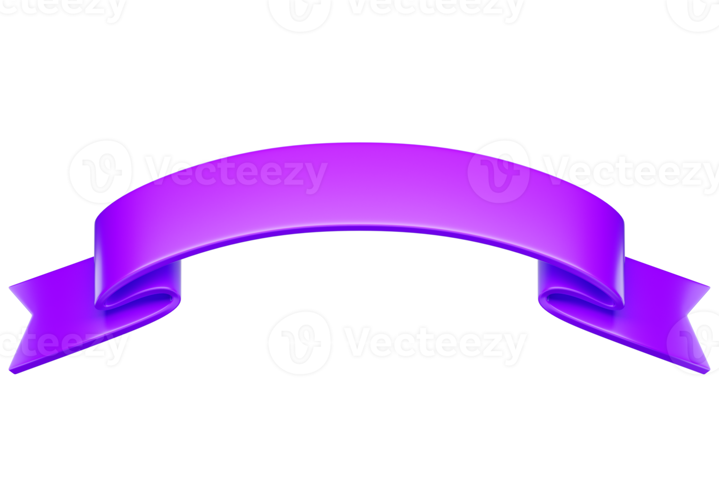 3d label ribbon. Glossy violet, purple blank plastic banner for advertisment, promo and decoration elements. High quality isolated render png