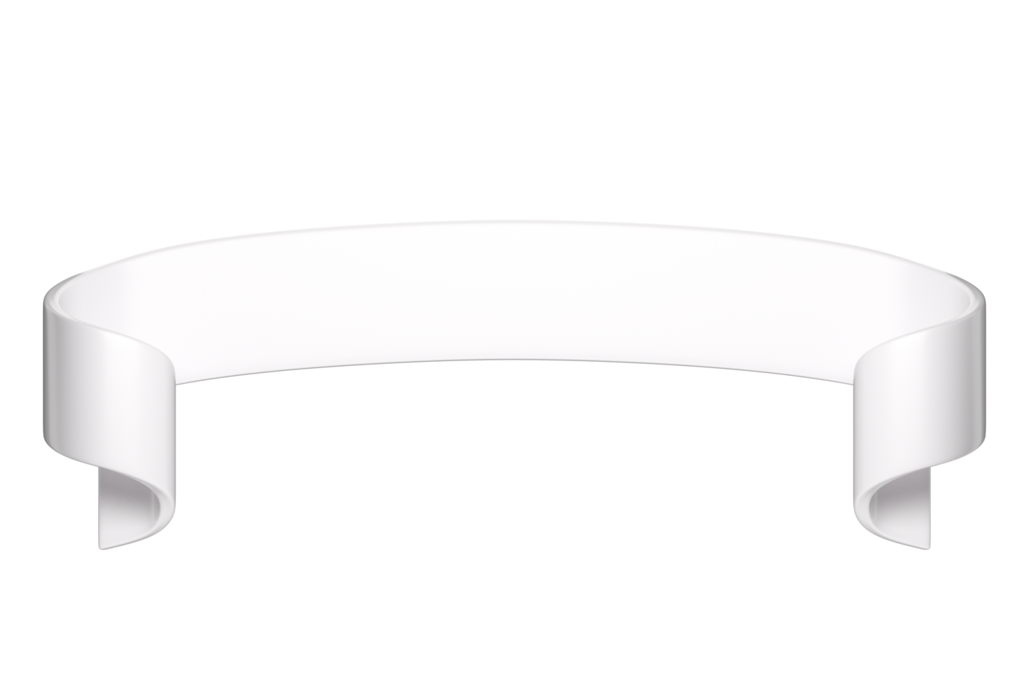 3d label ribbon. Glossy white blank plastic banner for advertisment, promo and decoration elements. High quality isolated render png